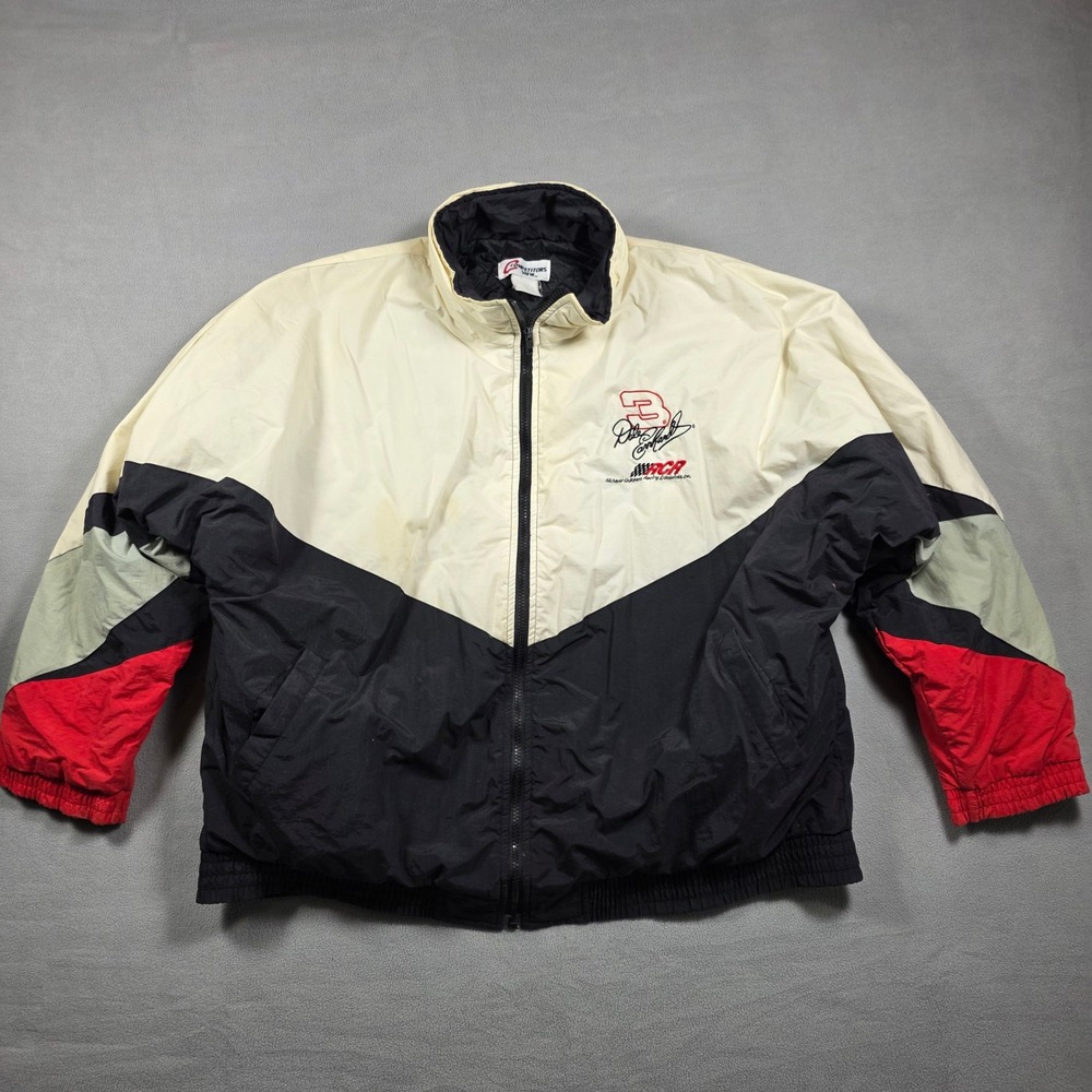 VTG Competitors View Jacket Mens Large White Black Red Dale Earnhardt #3 RCR